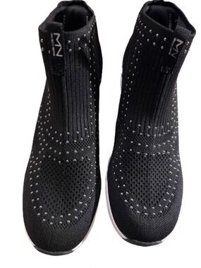 Skechers Black Knit Slip-On Sock Sneakers with White Accents